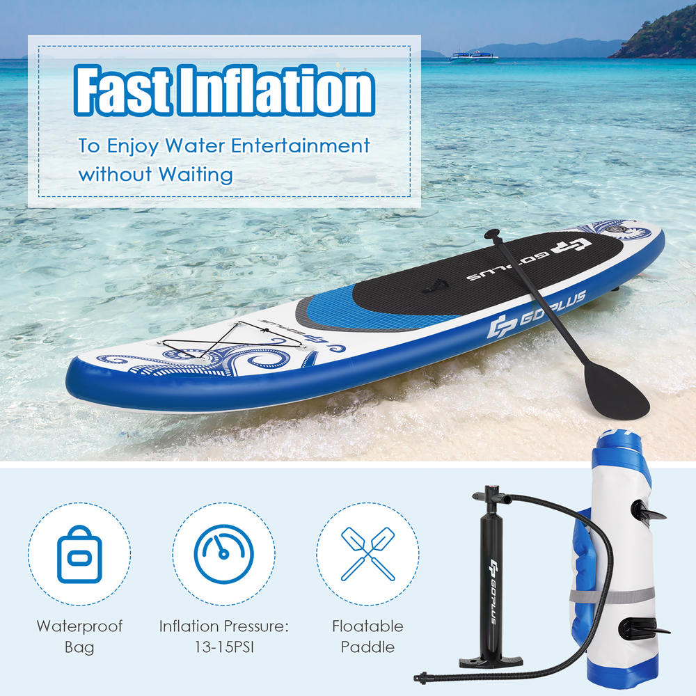 Costway Goplus 10.5’ Inflatable Stand Up Paddle Board 6" Thick SUP W/Carrying Bag Aluminum Paddle