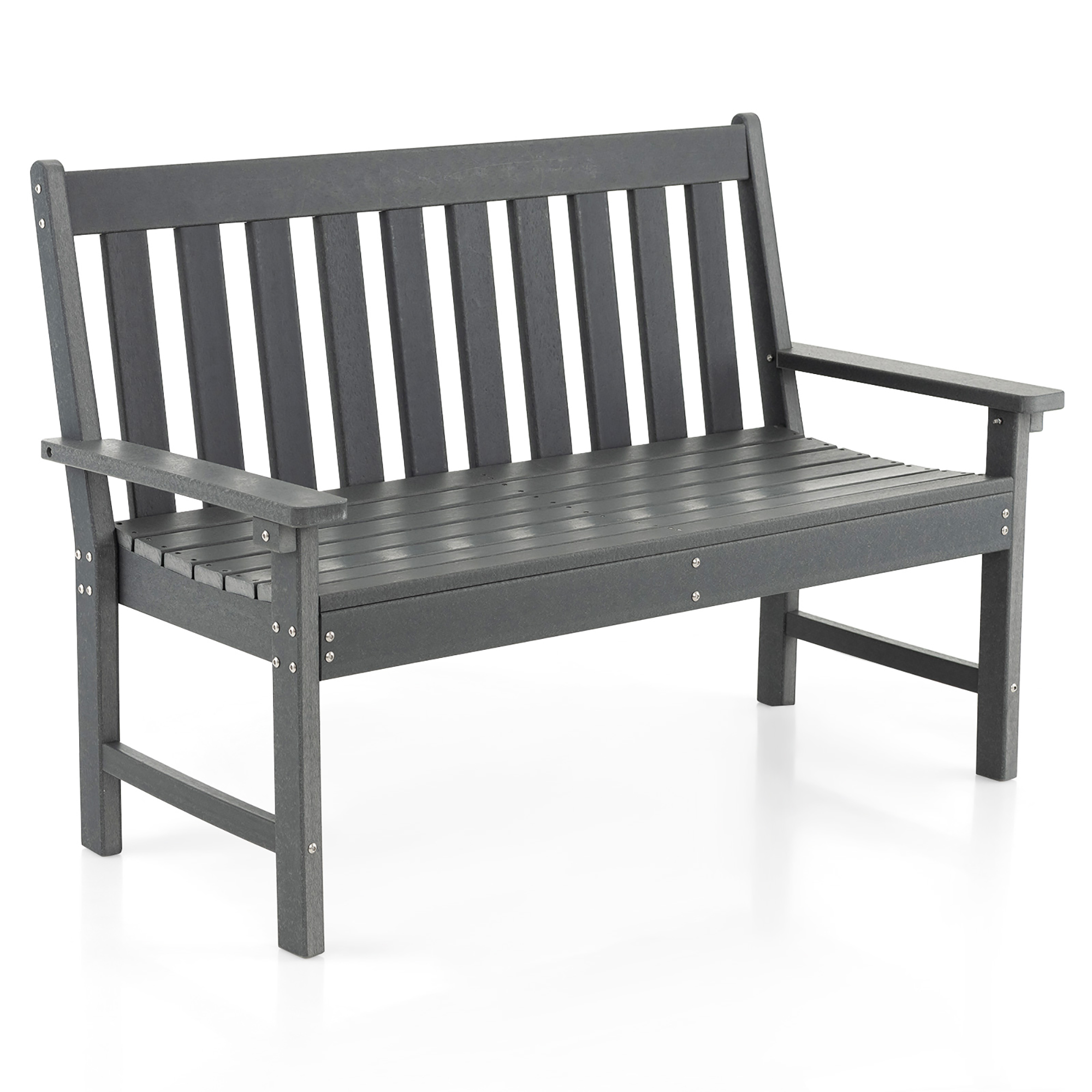 Costway Garden Bench All-Weather HDPE 2-Person Outdoor Bench for Front Porch Backyard