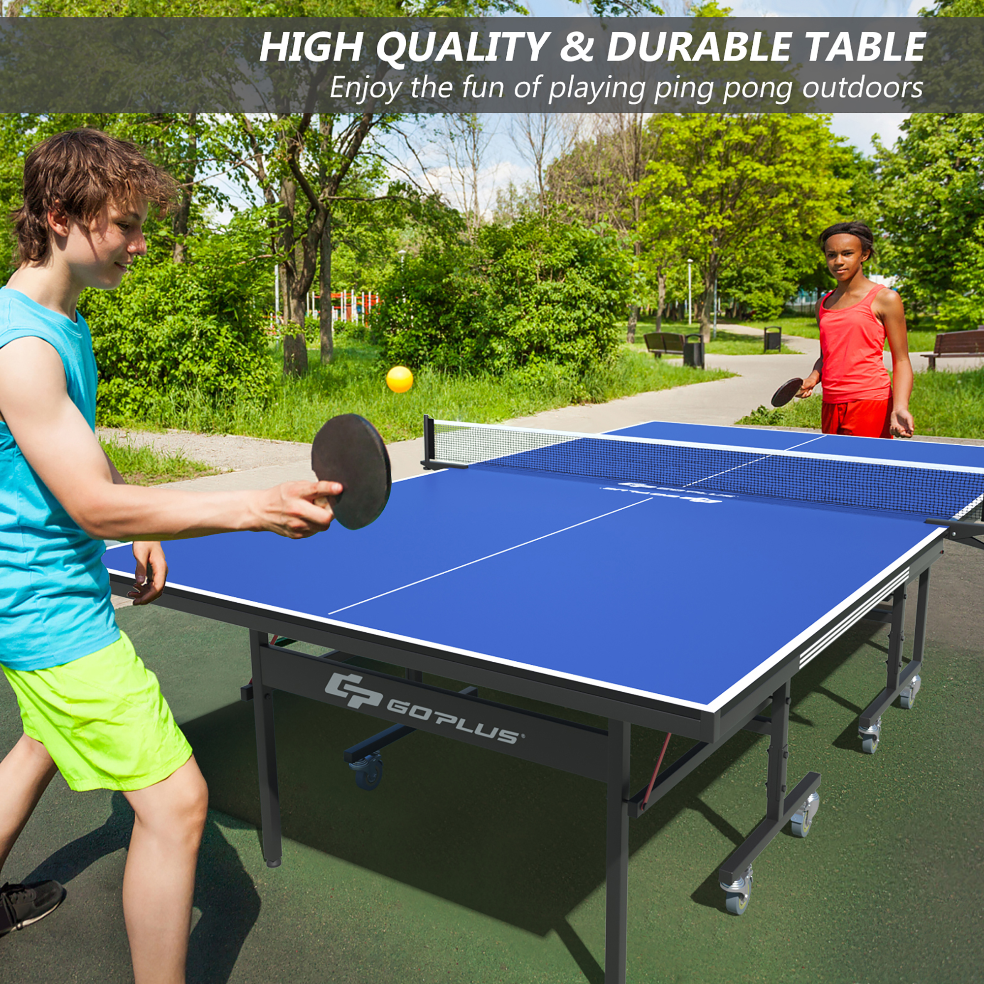 Costway Goplus Foldable Professional Table Tennis Table for Indoor/Outdoor Playing