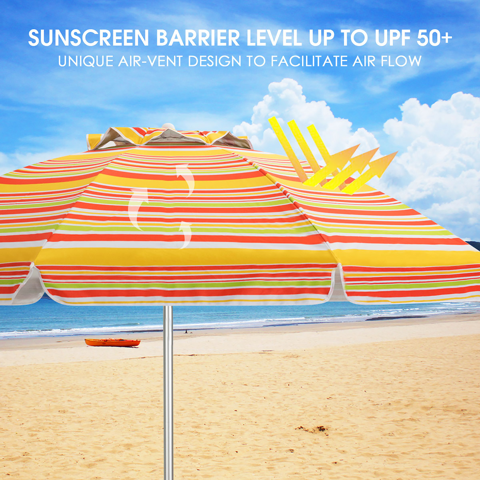 Costway 6.5FT Patio Beach Umbrella Sun Shade Tilt Carry Bag