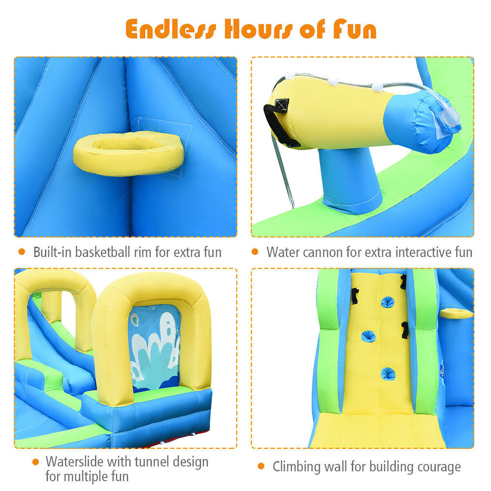 Costway Inflatable Water Slide Kids Bounce House Castle Splash Pool Without Blower
