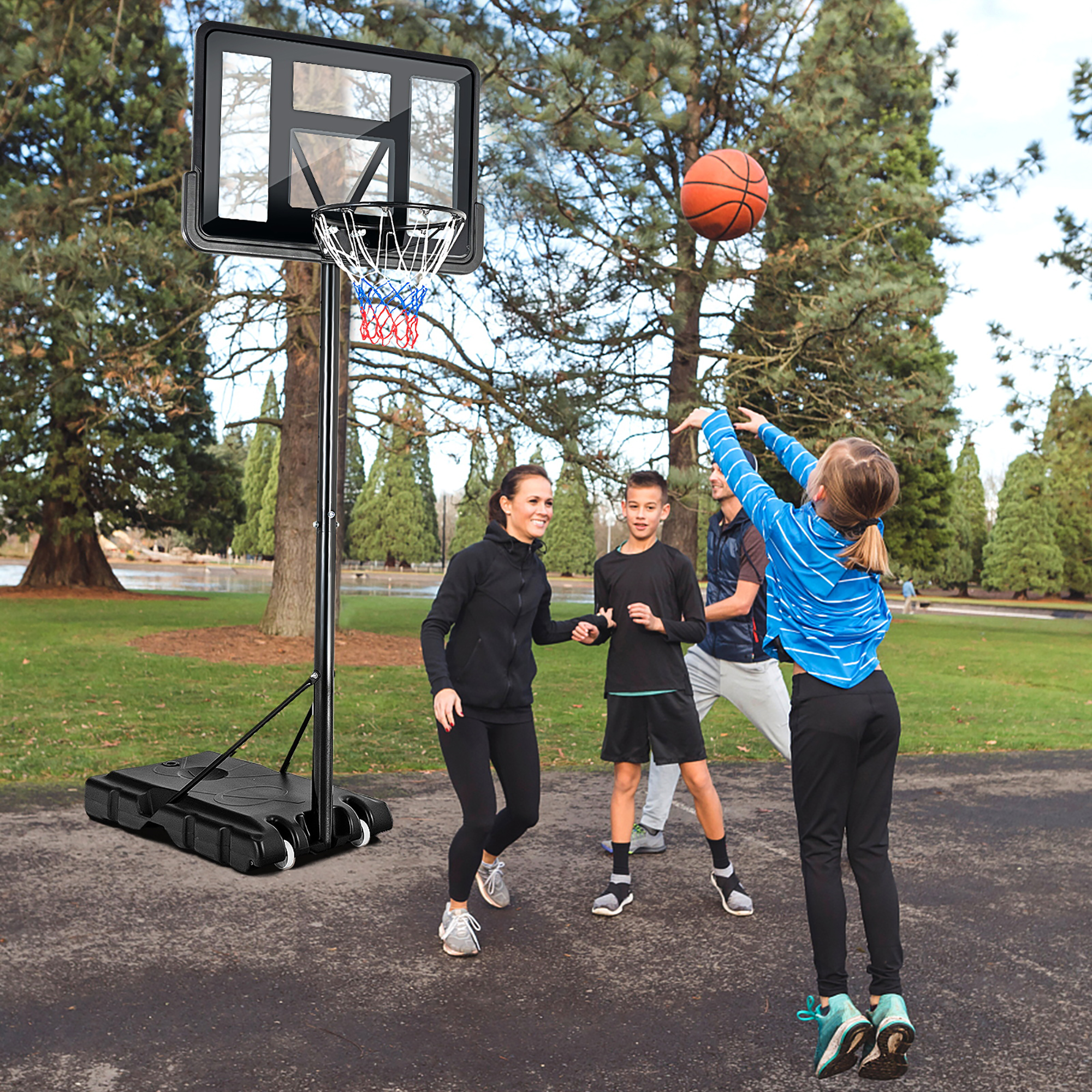 Costway Portable Basketball Hoop Stand Adjustable Height W/Shatterproof Backboard Wheels