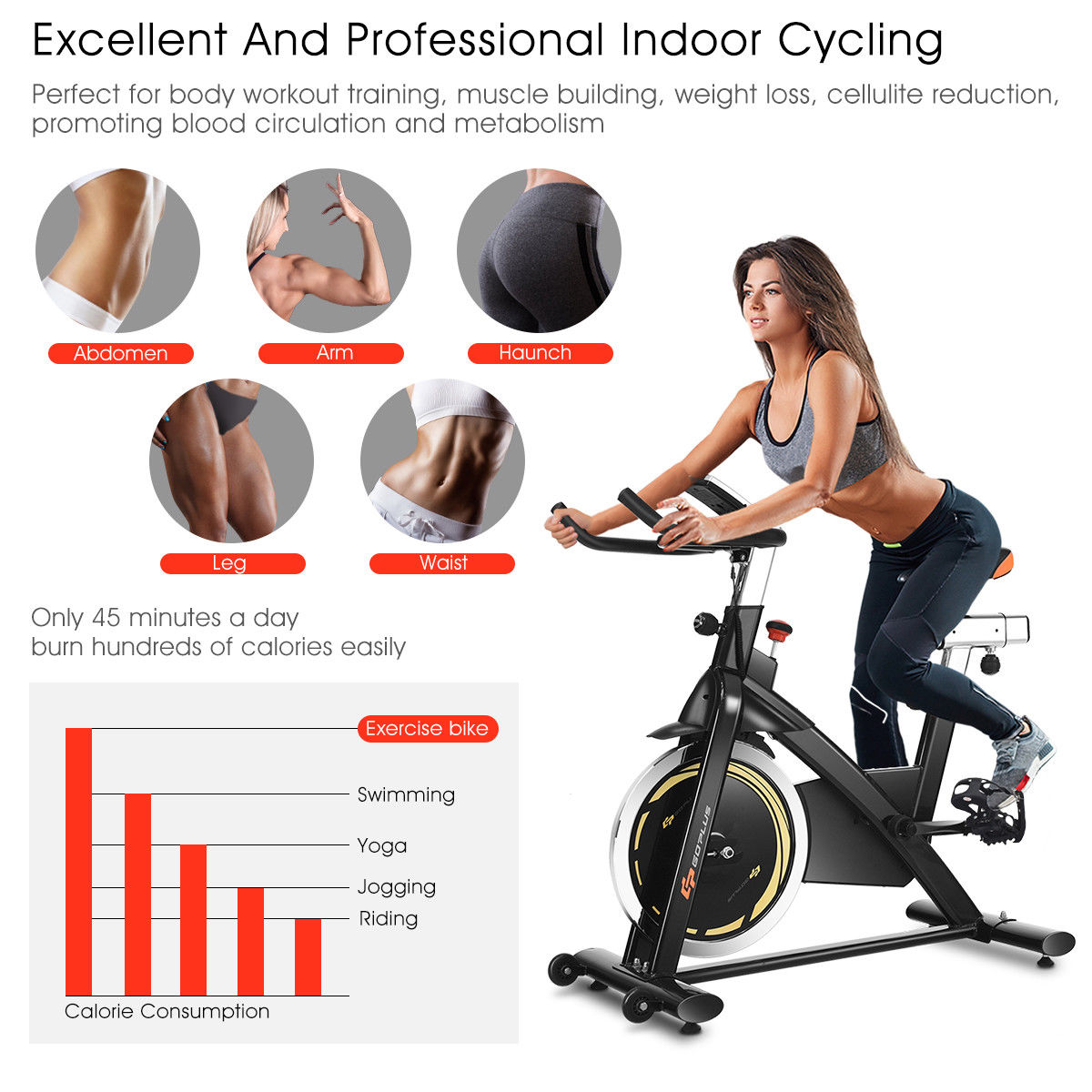 Costway Goplus Exercise Bike Cycle Trainer Indoor Workout Cardio Fitness Bicycle Stationary