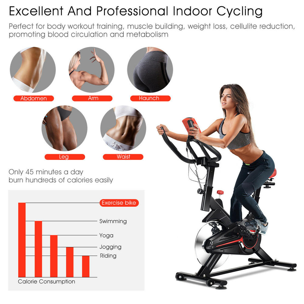 Costway Indoor Cycling Bike Exercise Cycle Trainer Fitness Cardio Workout LCD Display