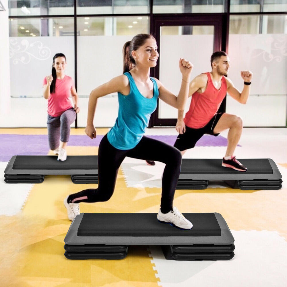 Costway Fitness Aerobic Step 43'' Cardio Adjust 4'' - 6'' - 8'' Exercise Stepper w/Risers