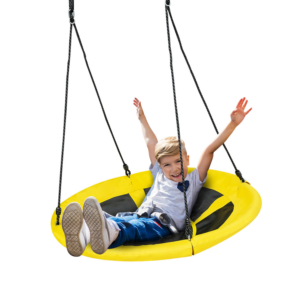 Costway 40'' Nest Tree Swing Round Swing w/ Adjustable Hanging Ropes & Oxford Waterproof Cloth Outdoor Swing