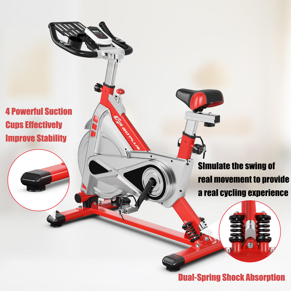 Costway Goplus Indoor Stationary Exercise Cycle Bike Bicycle Workout w/ Large Holder Red