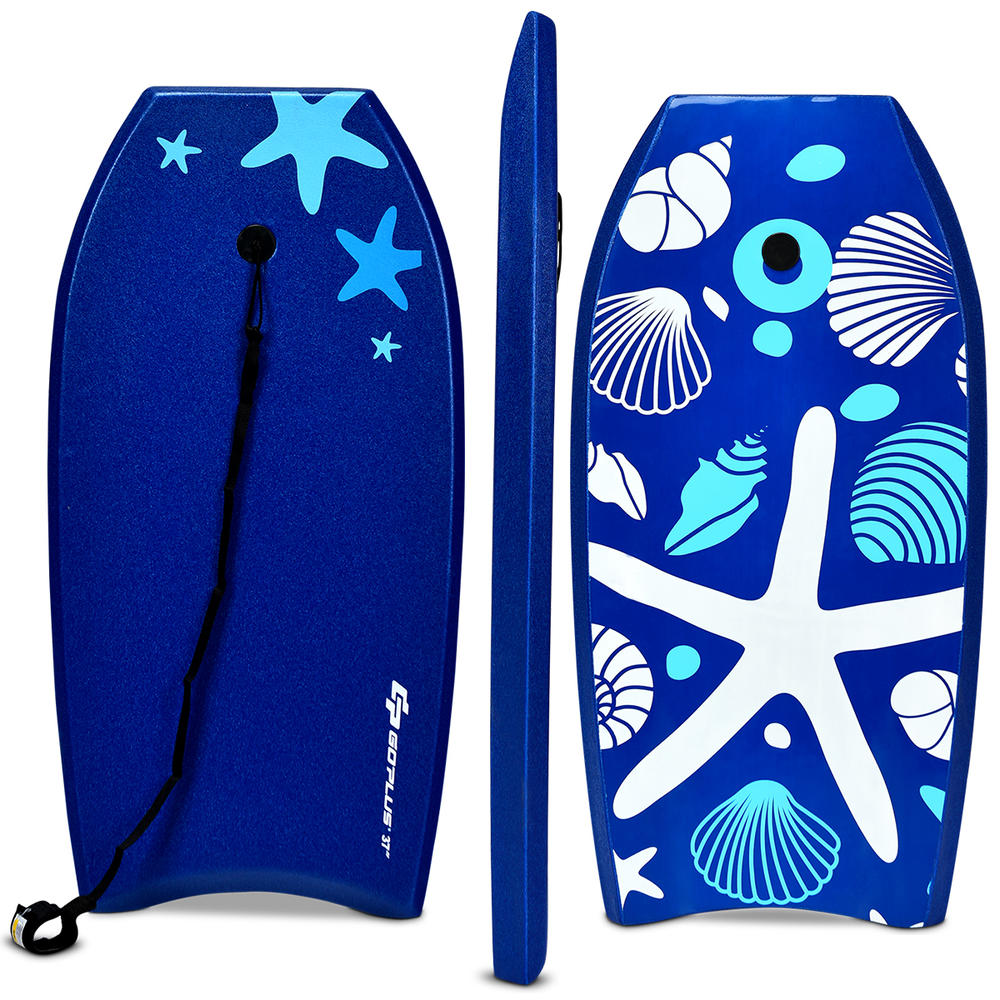Costway Goplus 33'' Lightweight Super Bodyboard Surfing W/Leash EPS Core Boarding IXPE Starfish