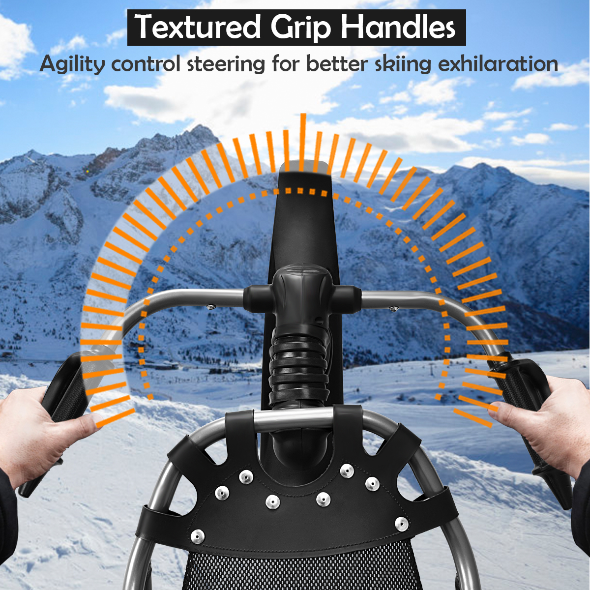 Costway Snow Racer Sled Textured Grip Handles Mesh Seat Snow Slider
