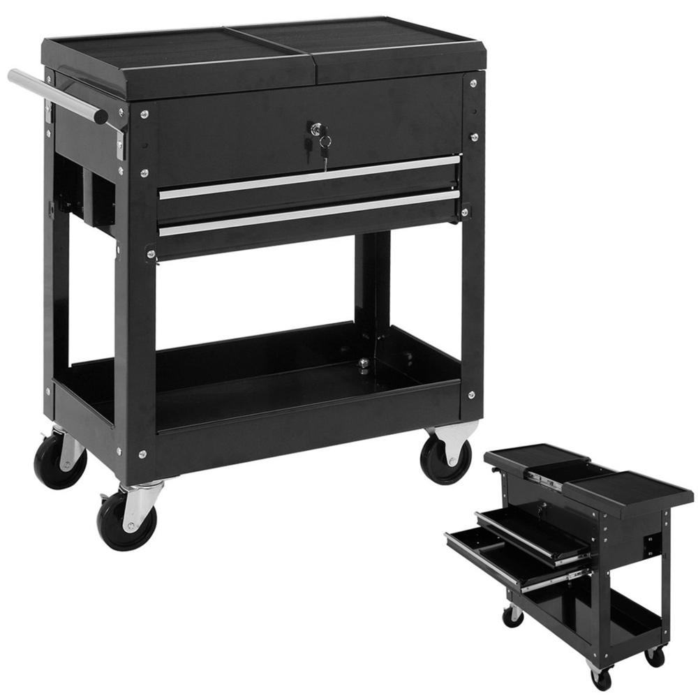 Costway Rolling Mechanics Tool Cart Slide Top Utility Storage Cabinet Organizer 2 Drawer