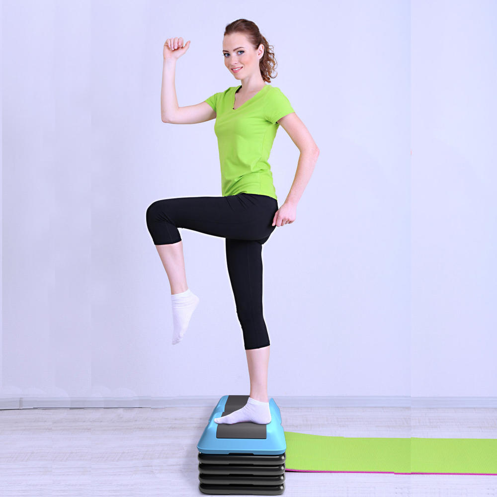 Costway 16''Aerobic Step System 4 Risers Fitness Exercise Stepper Platform Cardio Workout