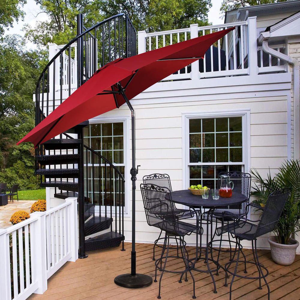 Costway 10FT Patio Umbrella 6 Ribs Market Steel Tilt W/ Crank Outdoor Garden Burgundy