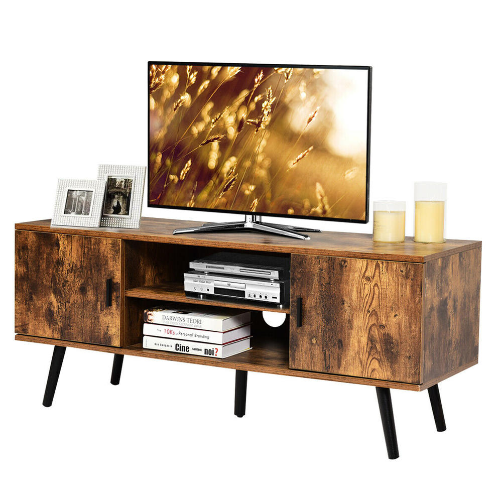 Costway Industrial TV Stand Entertainment Center for TV's Up to 55" w/ Storage Cabinets