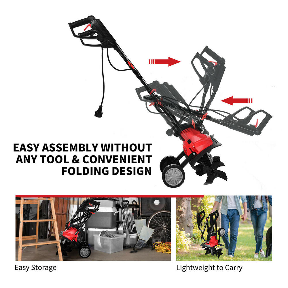 Costway 14-Inch 10 Amp Corded Electric Tiller and Cultivator 9'' Tilling Depth Red