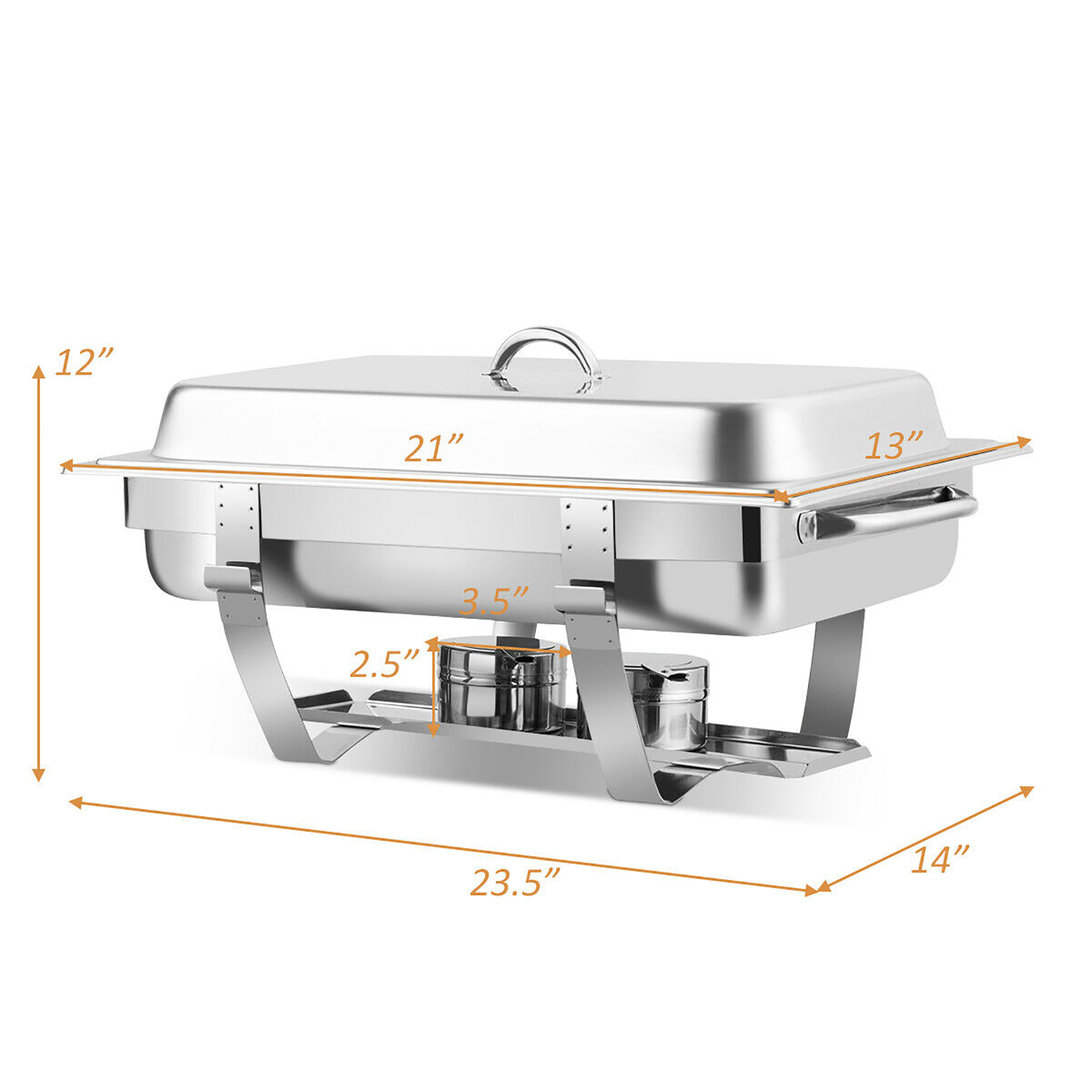 Costway 2 Packs Chafing Dish 9 Quart Chafer Dishes Buffet Set with 2 Half Size Pan