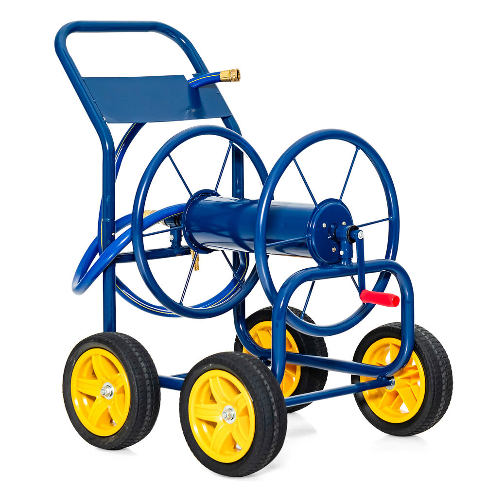 Costway Garden Hose Reel Cart Holds 330ft of 3/4"or 5/8" Hose 400ft of 1/2'' Hose Blue