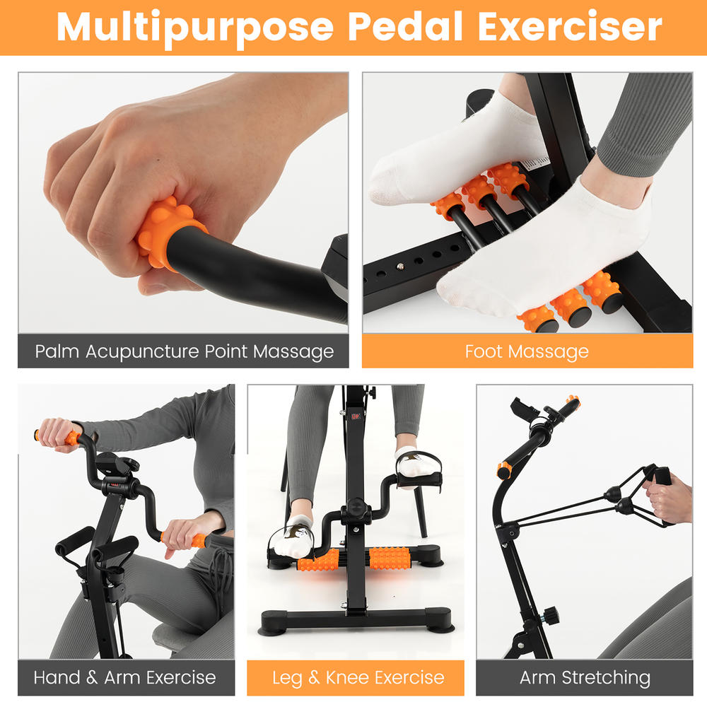 Costway Adjustable LCD Pedal Exercise Bike with Massage Total Body Fitness Rehab Equipment