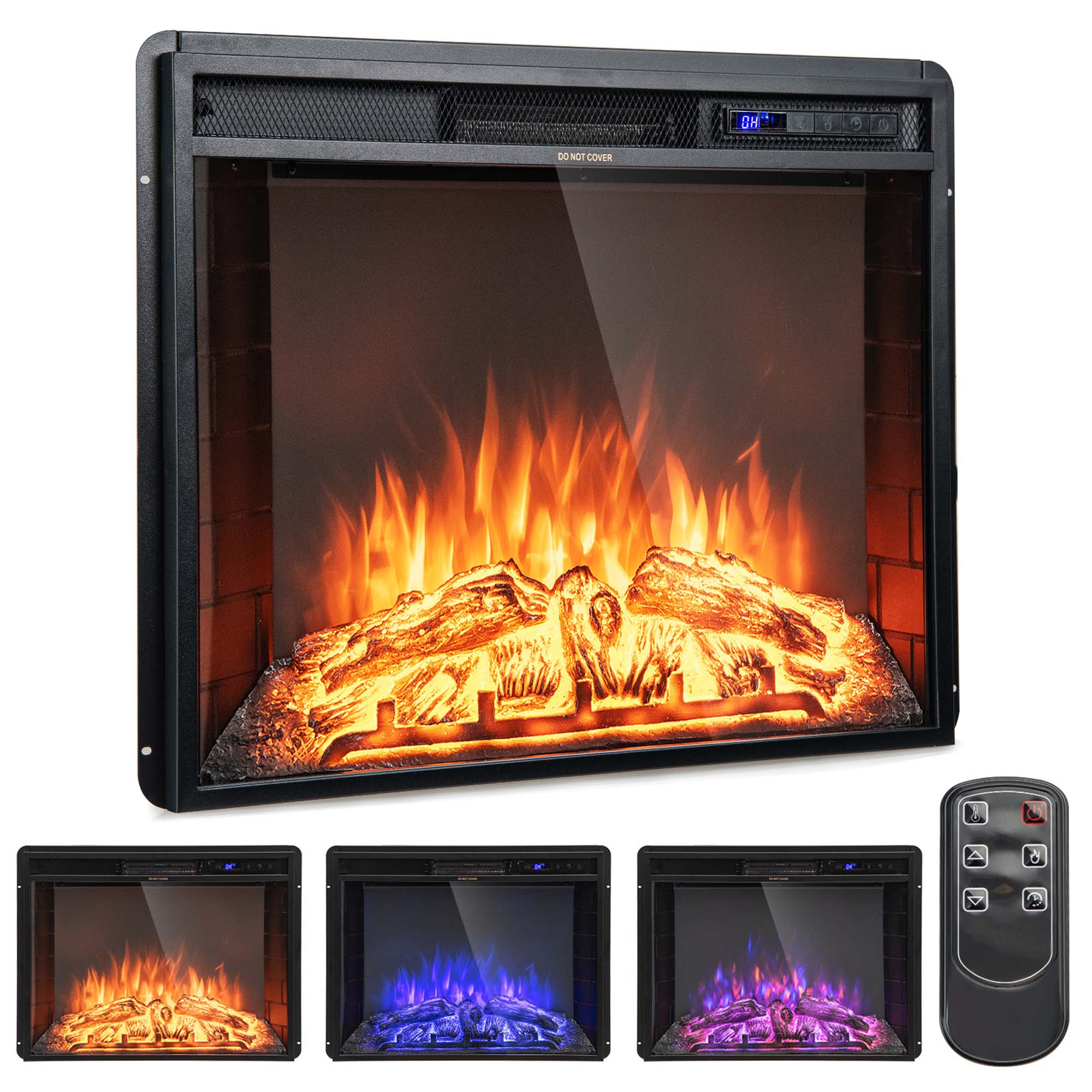 Costway 26 Inch Recessed Electric Fireplace heater W/ Remote Control 750W/1500W