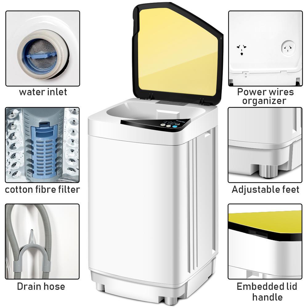 Costway Full-Automatic Washing Machine 7.7 lbs Washer/Spinner Germicidal UV Light Yellow