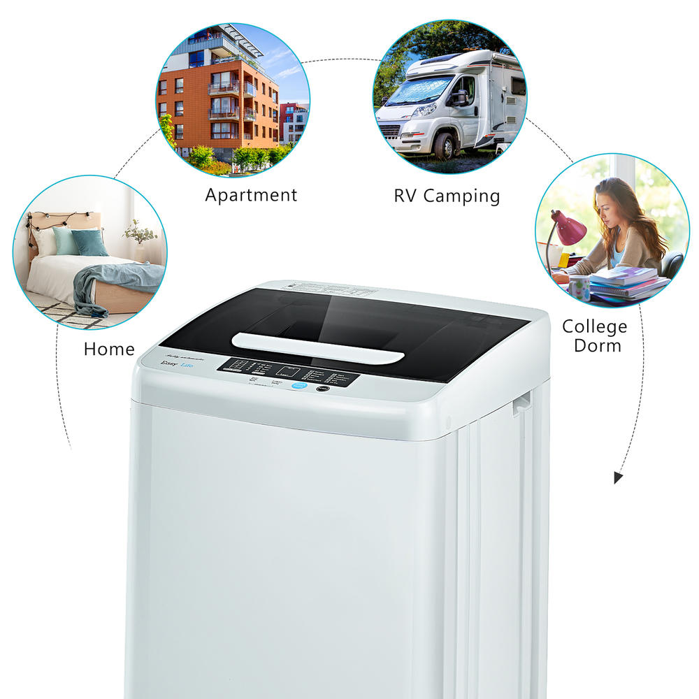 Costway Portable Full-Automatic Laundry Washing Machine 8.8lbs Spin Washer W/ Drain Pump