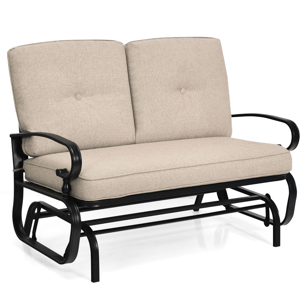 Costway 2-Person Outdoor Swing Glider Chair Bench Loveseat Cushioned Sofa