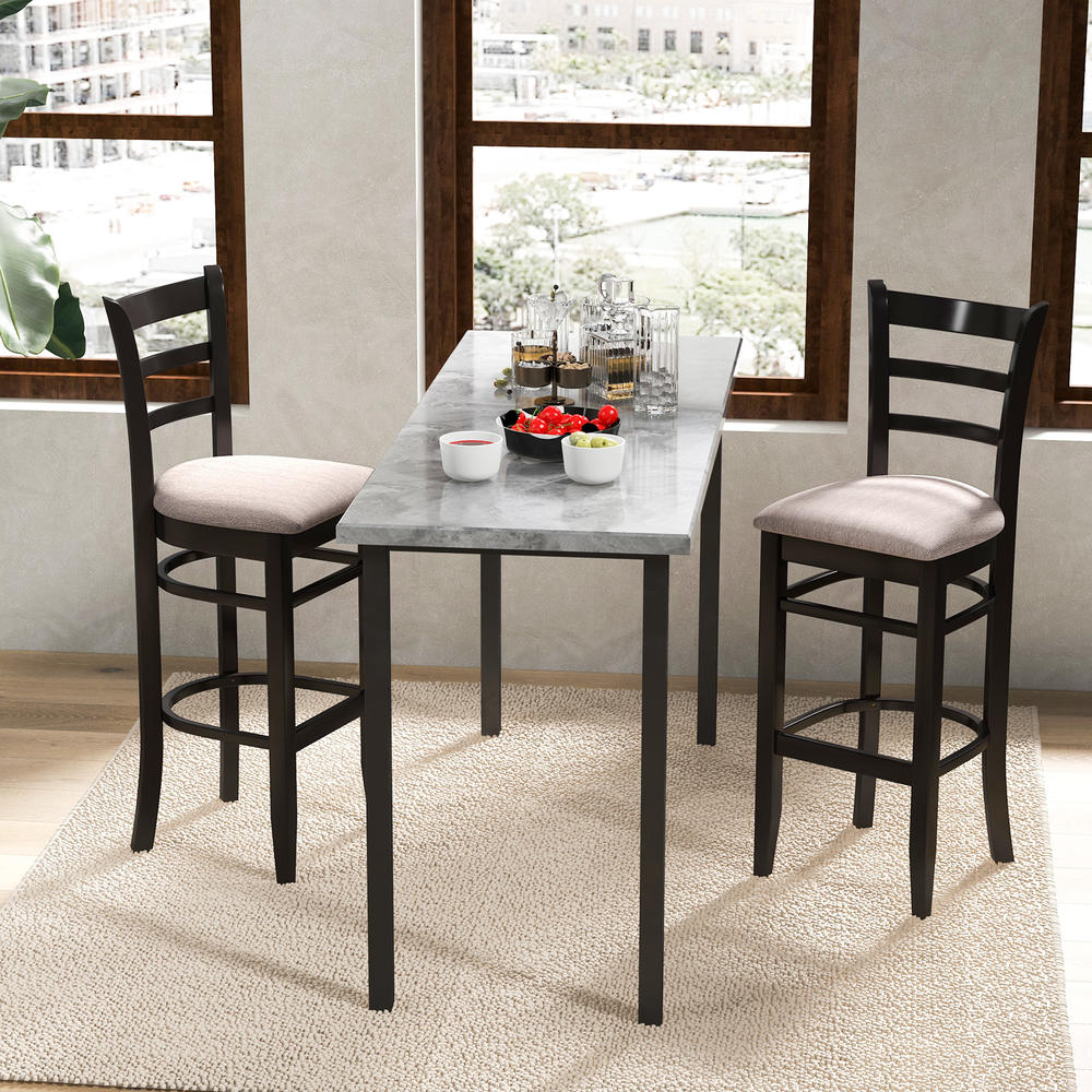 Costway Set of 4 Bar Stools 31'' Kitchen Dining Chairs with Ergonomic Backrest & Footrest