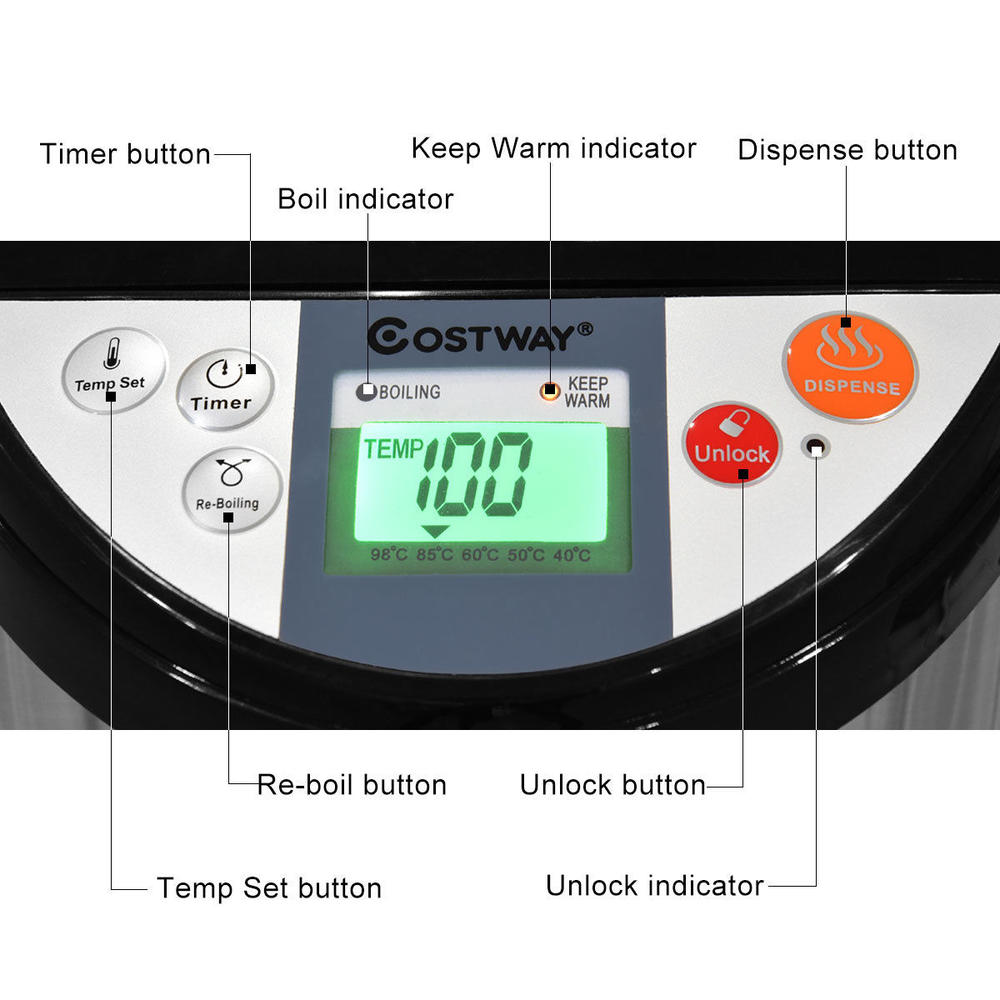 Costway 5-Liter LCD Water Boiler and Warmer Electric Hot Pot Kettle Hot Water Dispenser