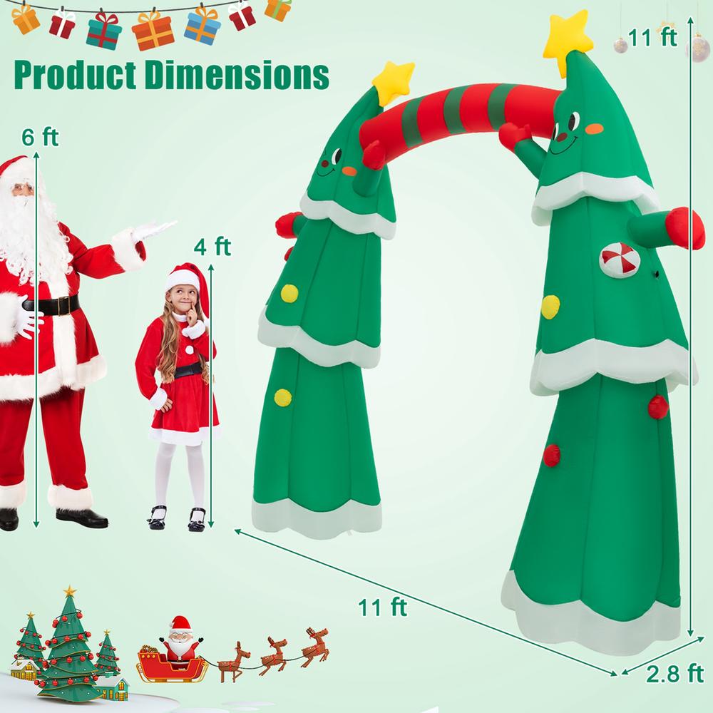Costway 11FT Inflatable Christmas Tree Arch Party Decoration with Santa Claus LED Lights