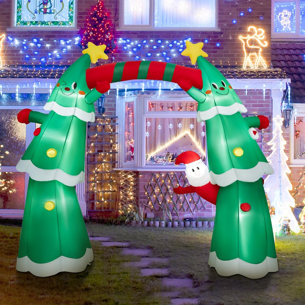 Costway 11FT Inflatable Christmas Tree Arch Party Decoration with Santa Claus LED Lights