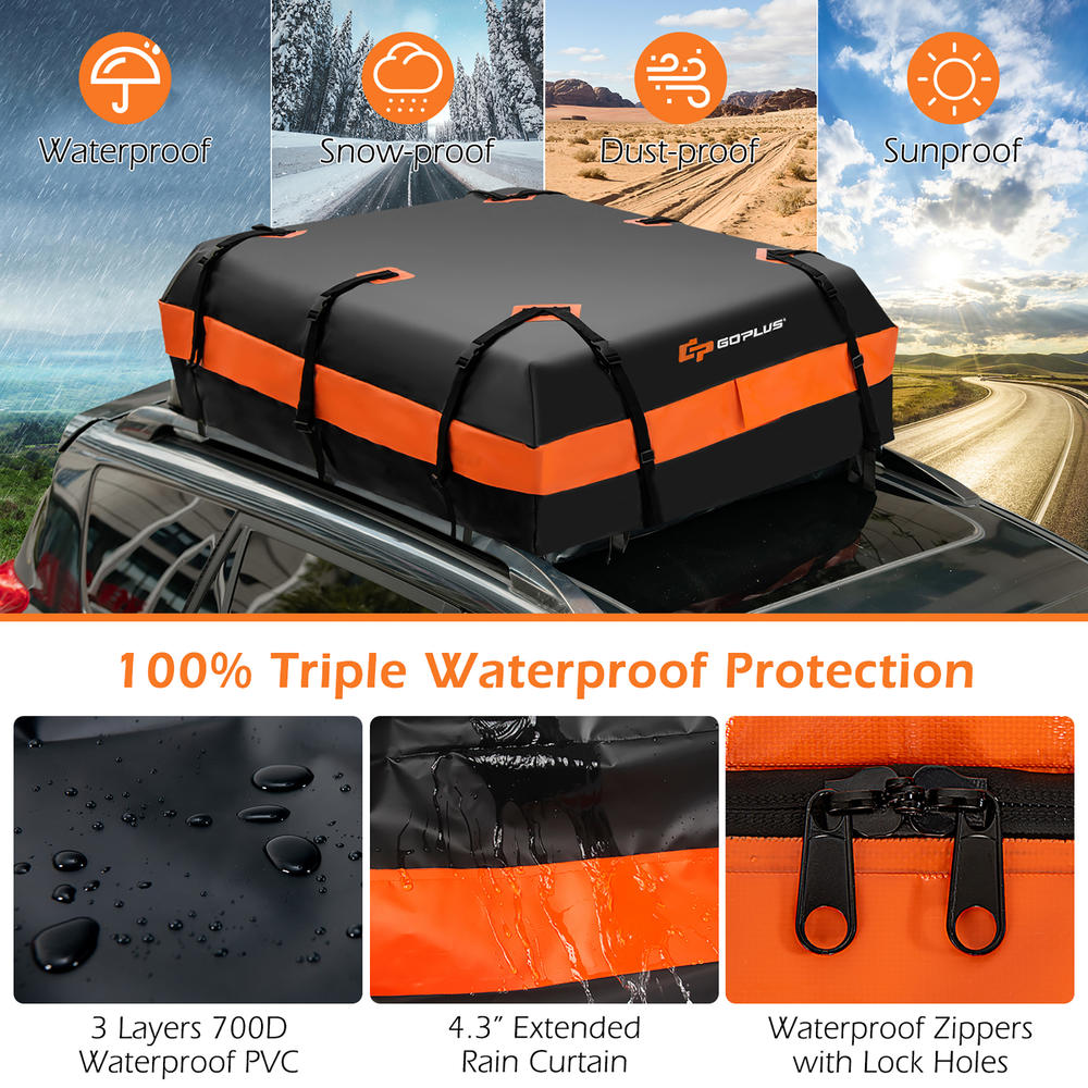 Costway Goplus 21 Cubic Feet Car Roof Bag Rooftop Cargo Carrier Waterproof Soft Top Luggage Bag