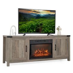 Costway 62'' Fireplace TV Stand Media Console Cabinet W/23'' Electric Fireplace for 70'' TV