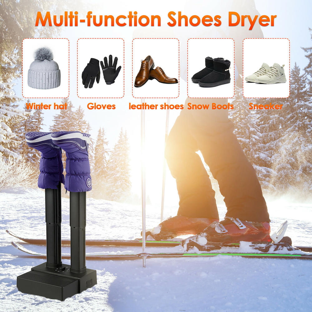 Costway 2-Shoe Electric Shoe Dryer Warmer Portable Adjustable Boots Socks Gloves W/Timer
