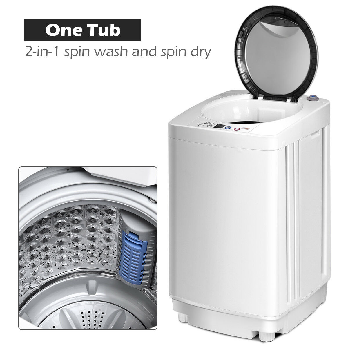 Costway Full-Automatic Laundry Wash Machine Washer/Spinner W/Drain Pump