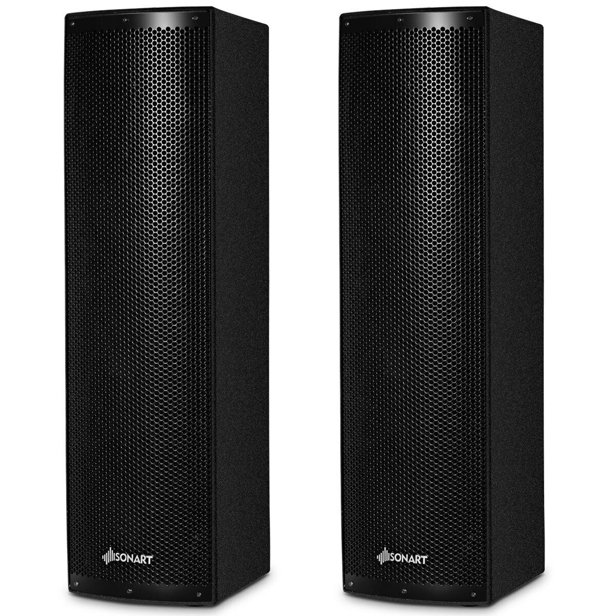 Costway Sonart 2000W Set of 2 Bi-Amplified Speakers PA System with 3-Channel & Stands