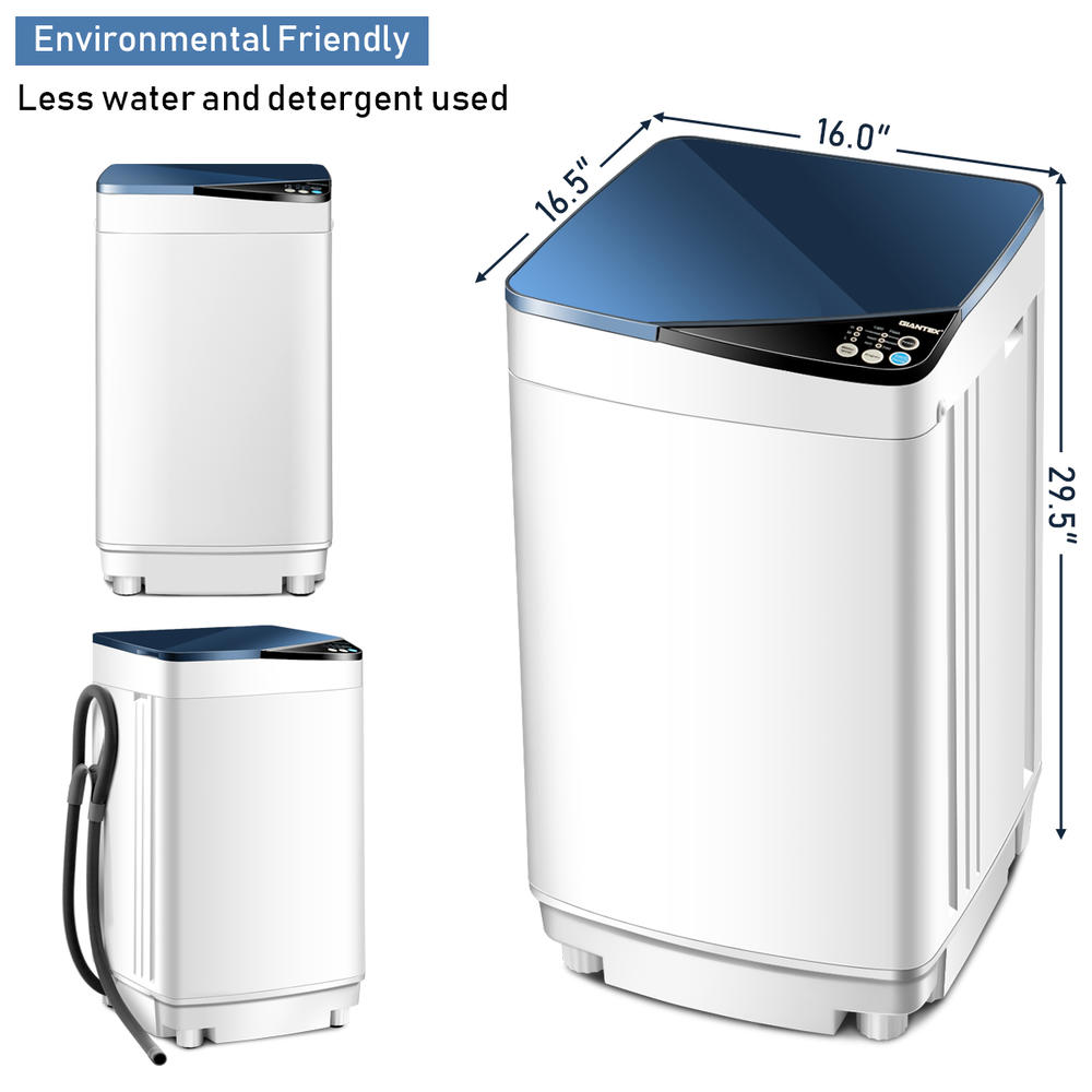Costway Full-Automatic Washing Machine 7.7 lbs Washer/Spinner Germicidal UV Light Blue