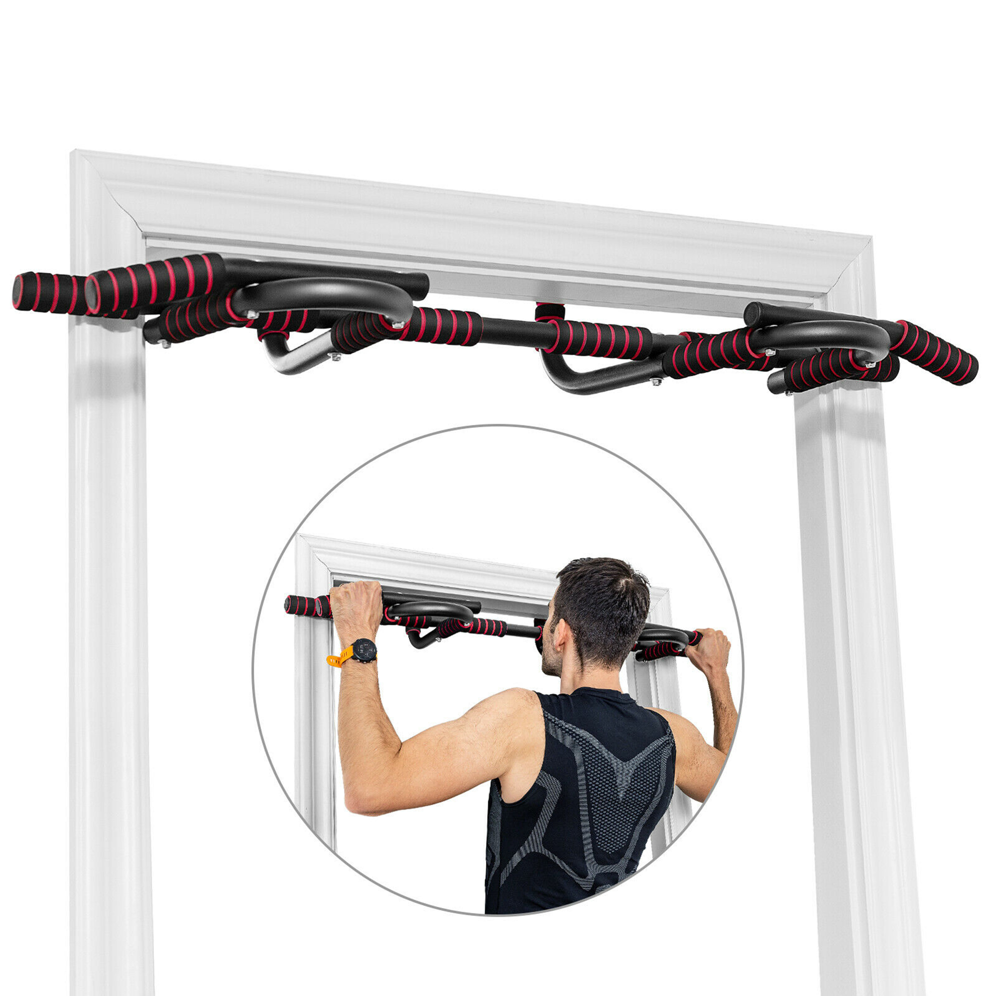 Costway Multi-Purpose Pull Up Bar Doorway Fitness Chin Up Bar No Screw Home Gym
