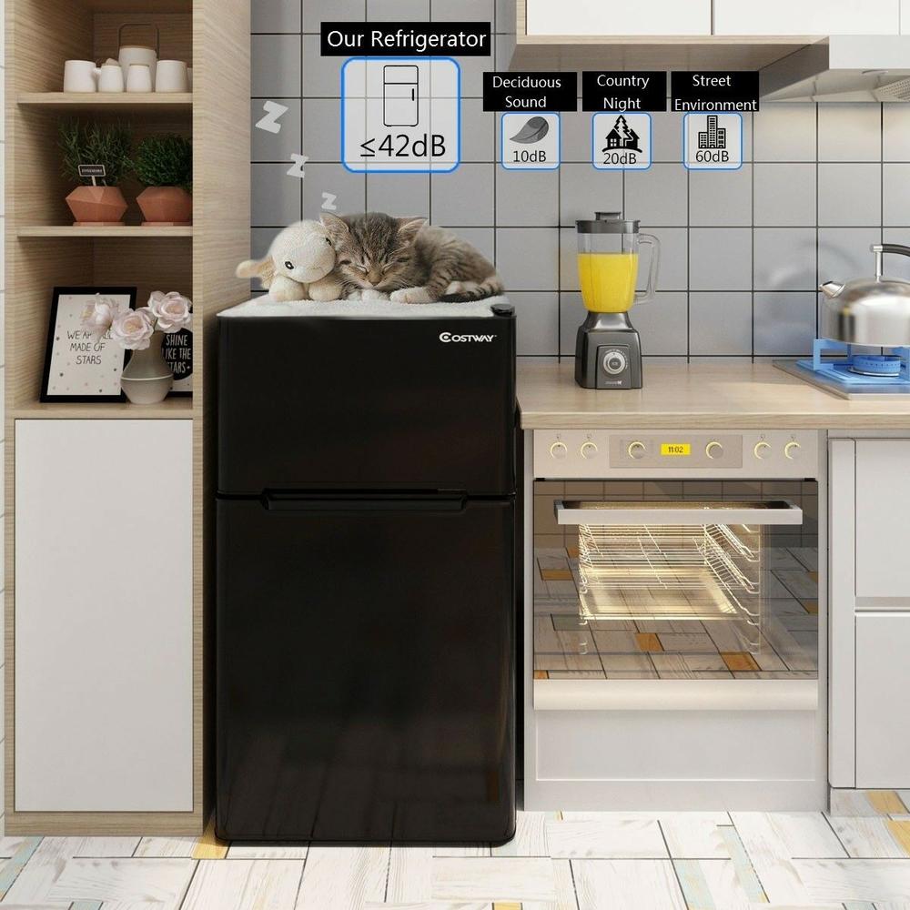 Costway Refrigerator Small Freezer Cooler Fridge Compact 3.2 cu ft. Unit, Black