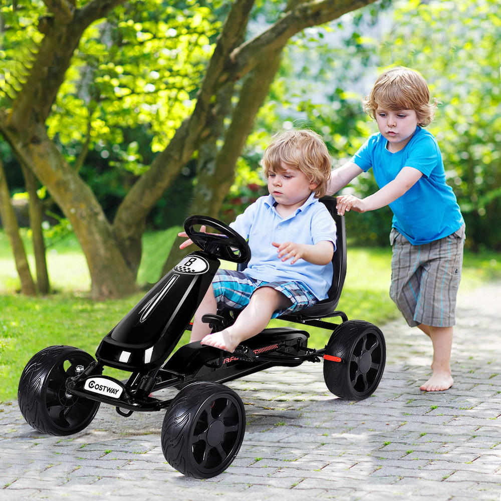 Costway Go Kart Kids Ride On Car Pedal Powered Car 4 Wheel Racer Stealth Christmas Gift