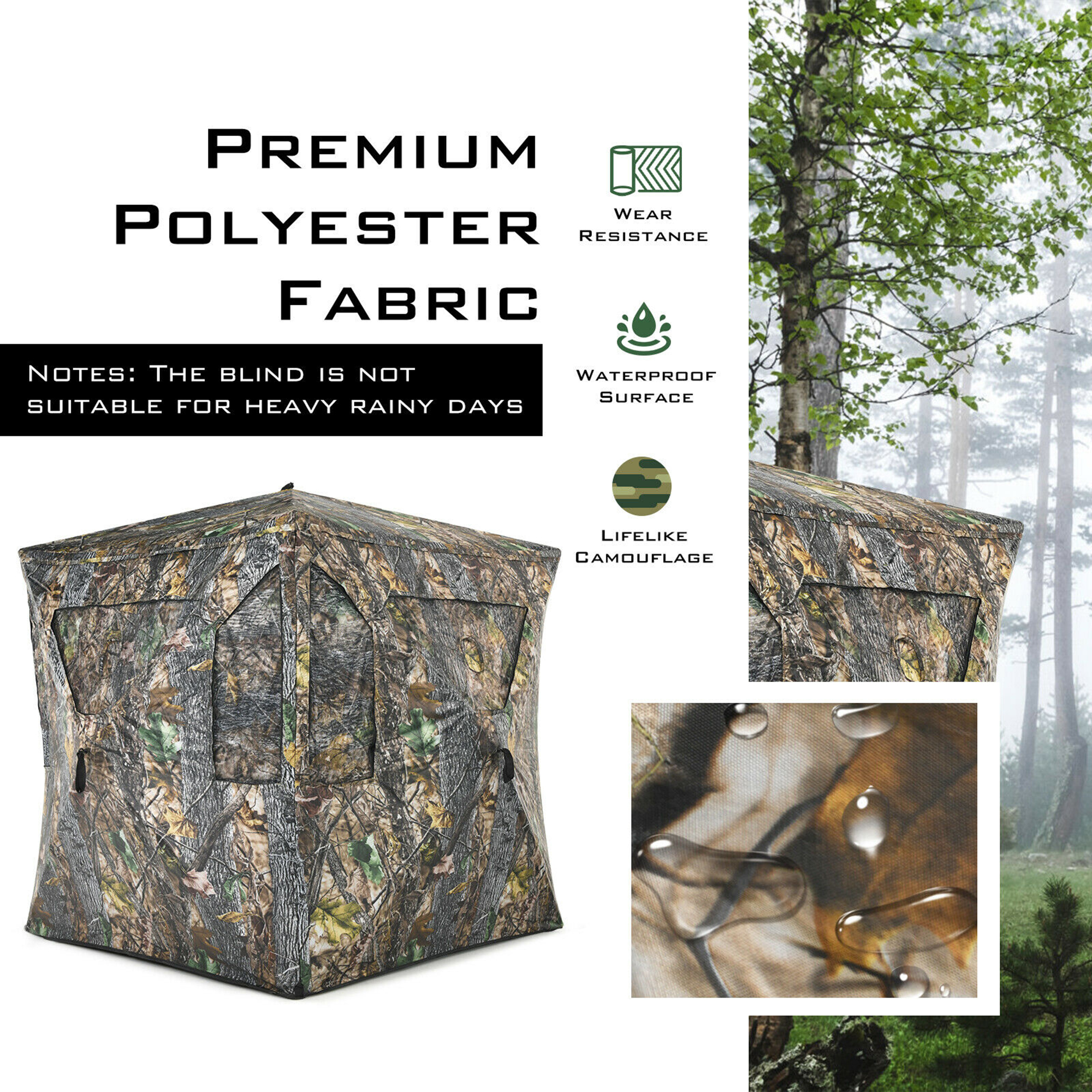 Costway 3 Person Portable Hunting Blind Pop-Up Ground Tent w/ Gun Ports & Carrying Bag