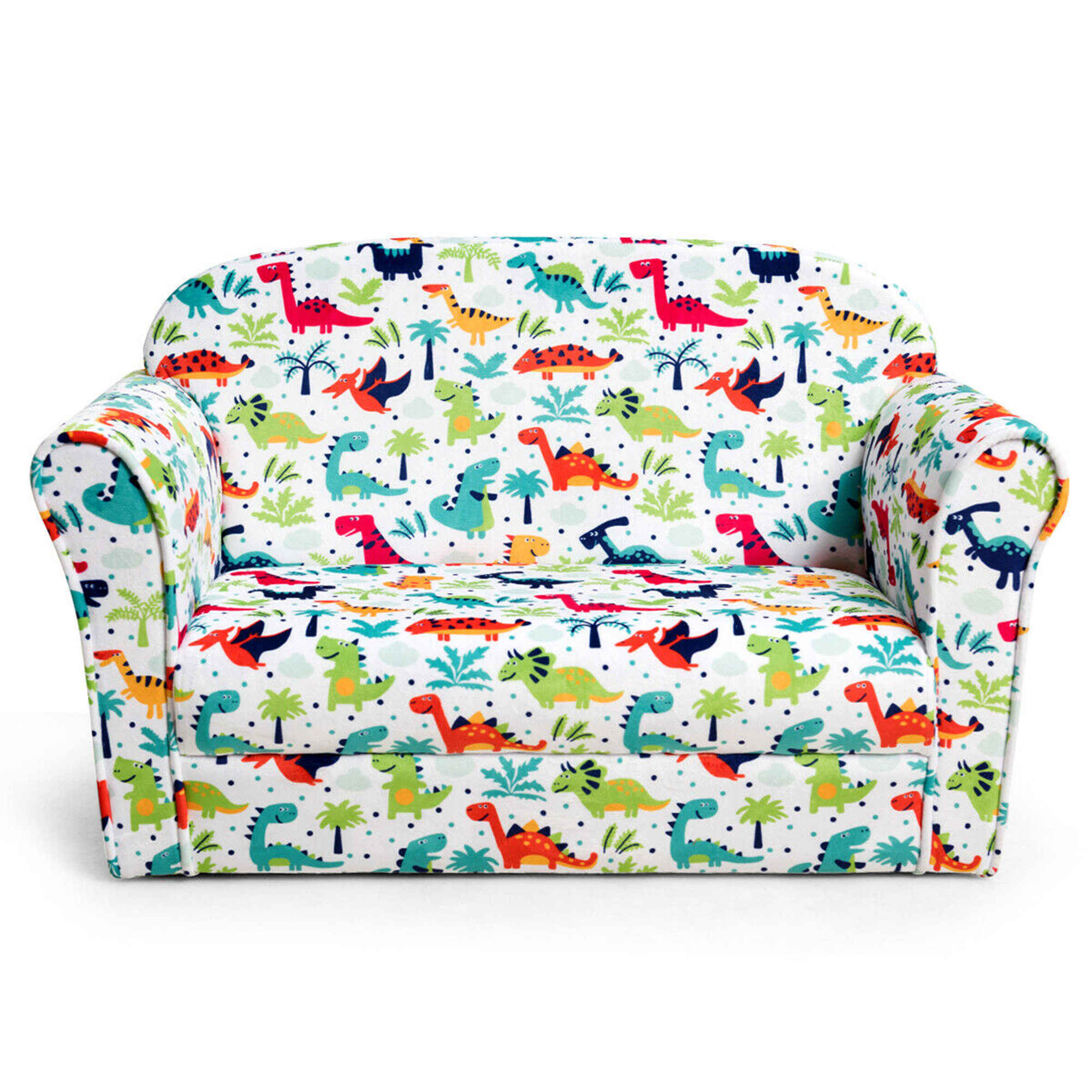 Costway Double Kids Dinosaur Sofa Children Armrest Couch Upholstered Chair Furniture