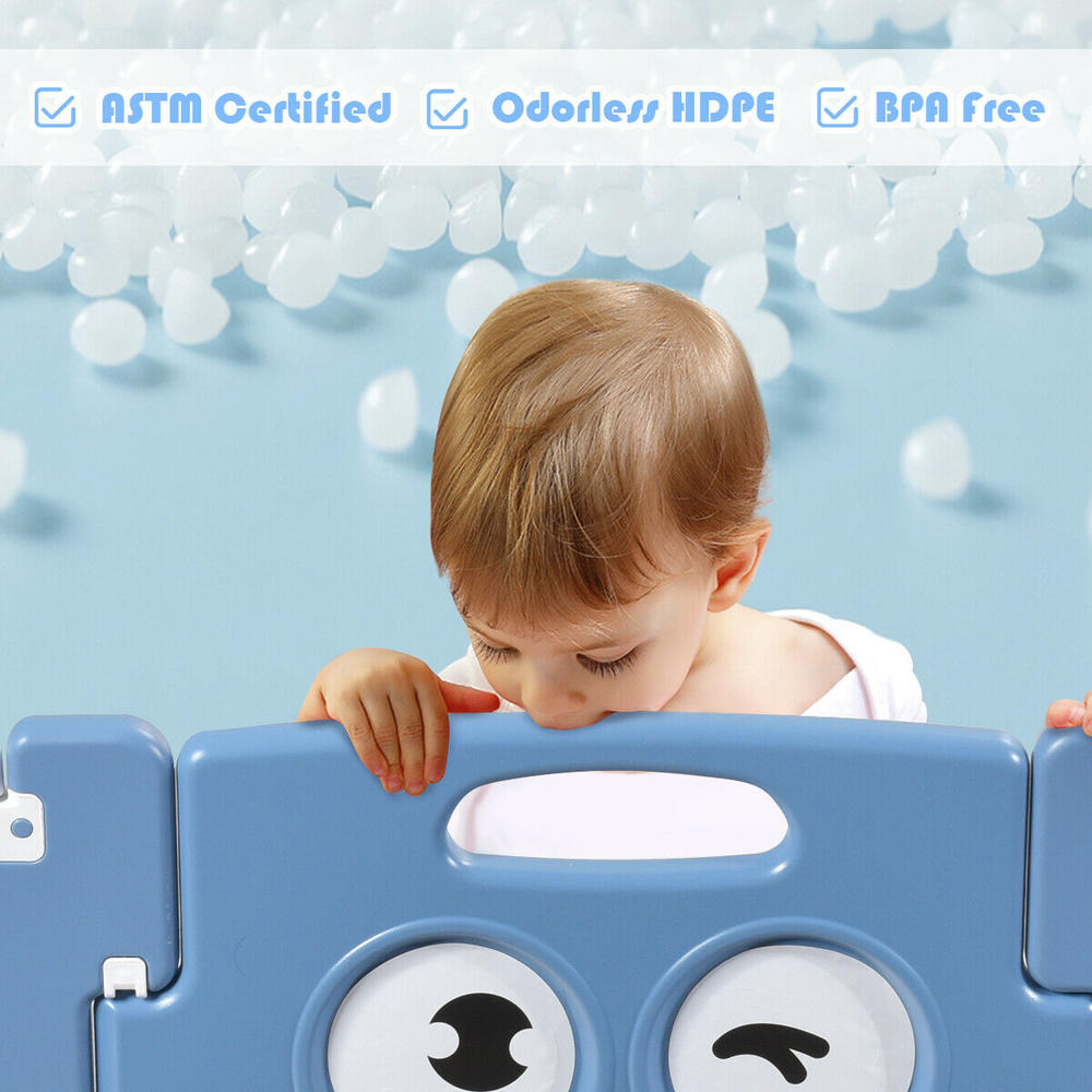 Costway 16-Panel Foldable Baby Playpen Kids Activity Centre w/Lock Door & Rubber Bases