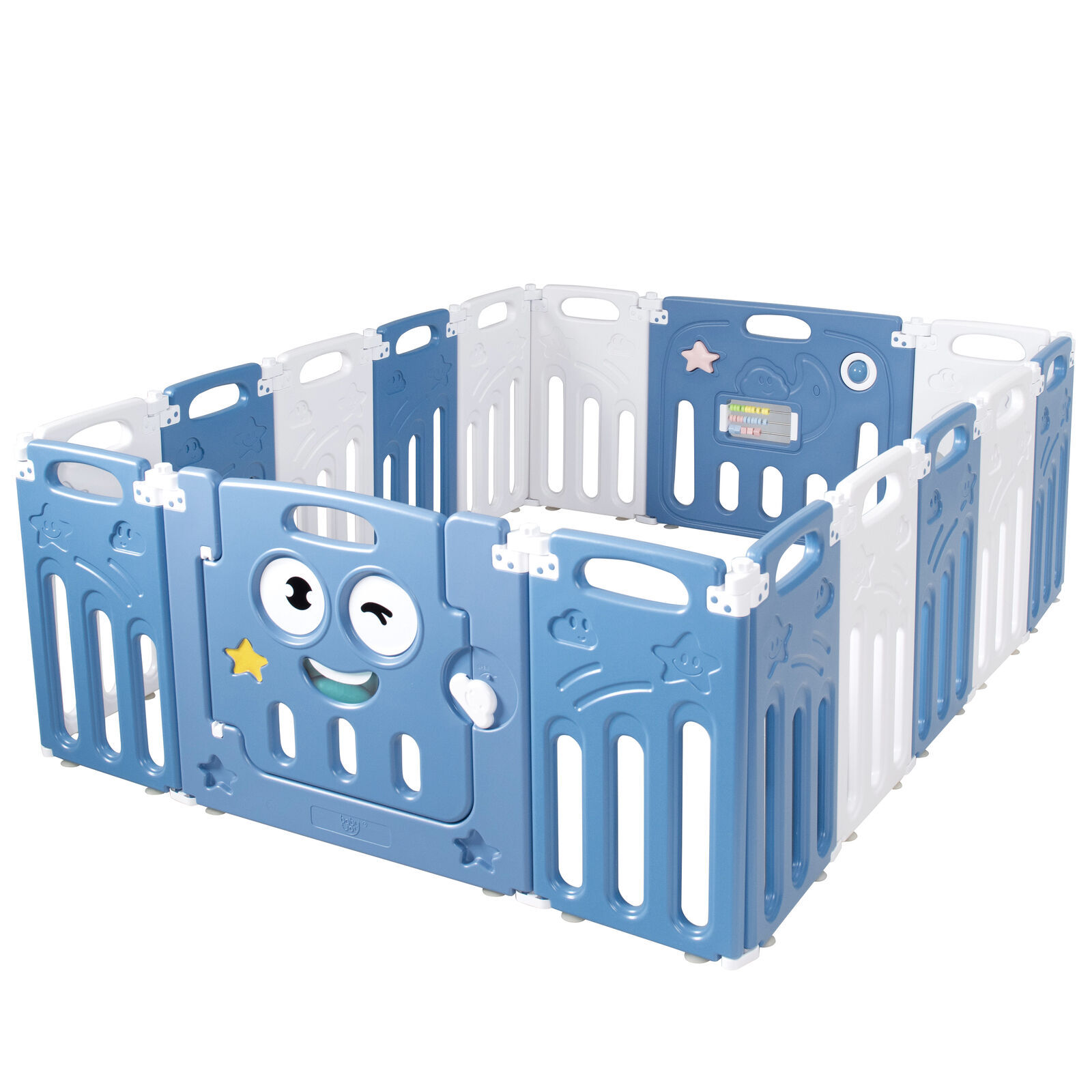 Costway 16-Panel Foldable Baby Playpen Kids Activity Centre w/Lock Door & Rubber Bases