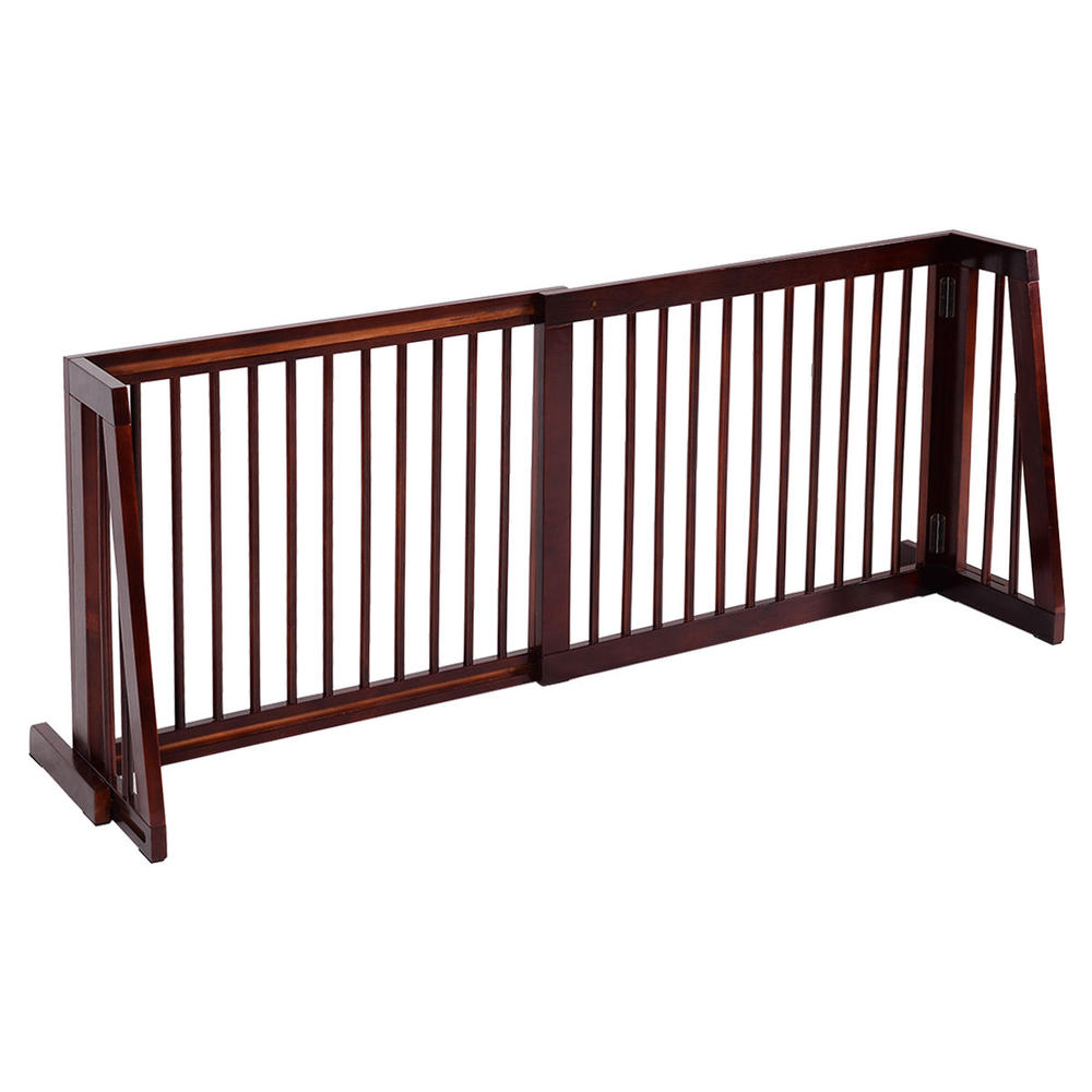 Costway Folding Adjustable 3 Panel Wood Pet Dog Slide Gate Safety Fence