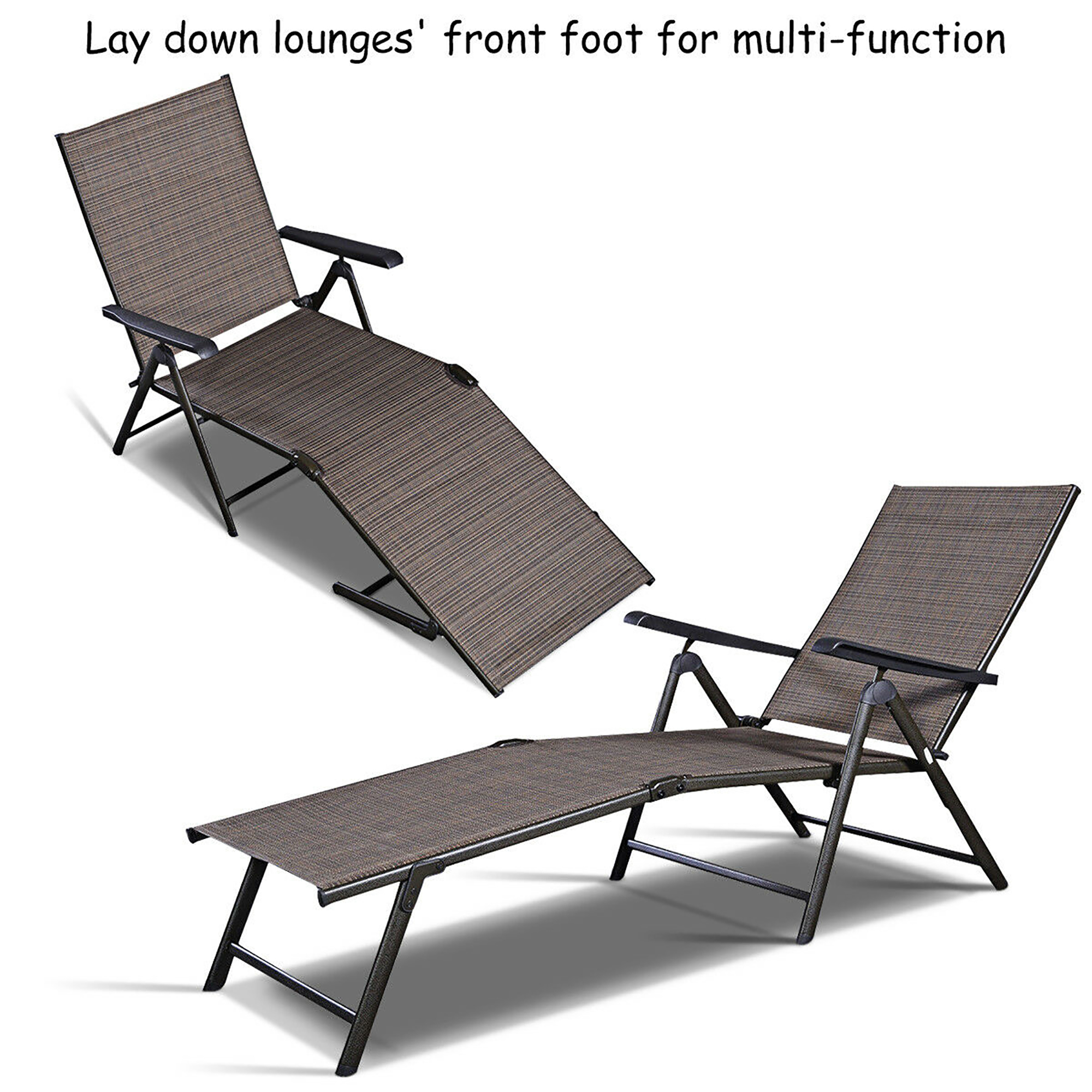 Costway 2PCS Pool Chaise Lounge Chair Recliner Outdoor Patio Furniture Adjustable New