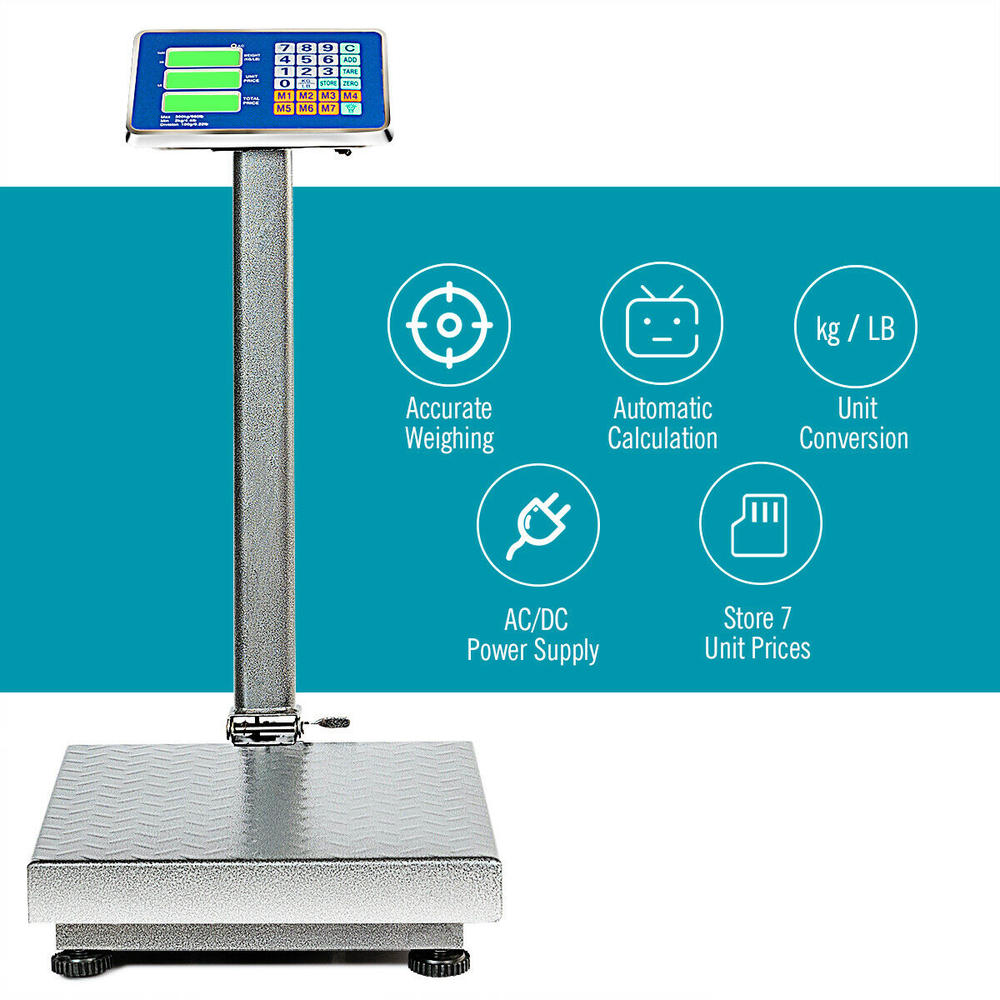 Costway 660lbs Weight Platform Scale Digital Floor Folding Scale Postal Shipping Mailing