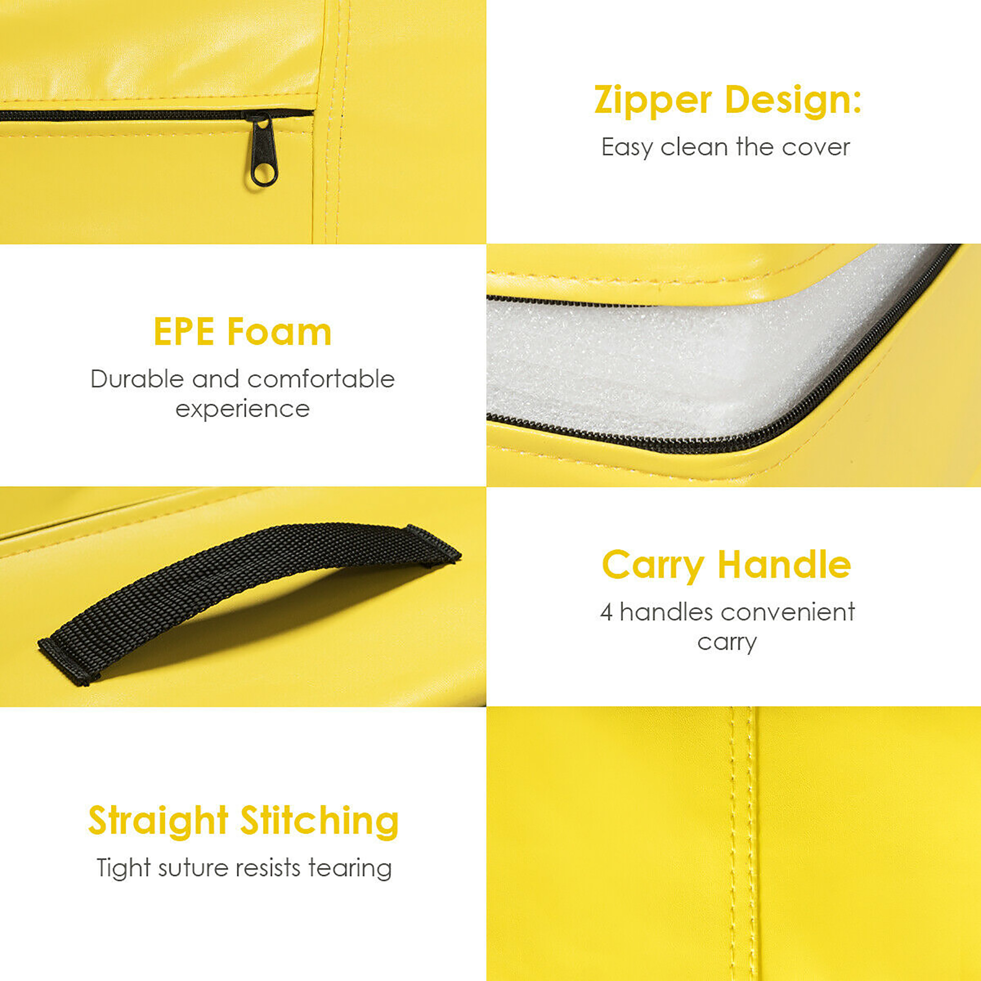 Costway Incline Gymnastics Mat Cheese Wedge Tumbling Mat w/Zipper Handle Home Training