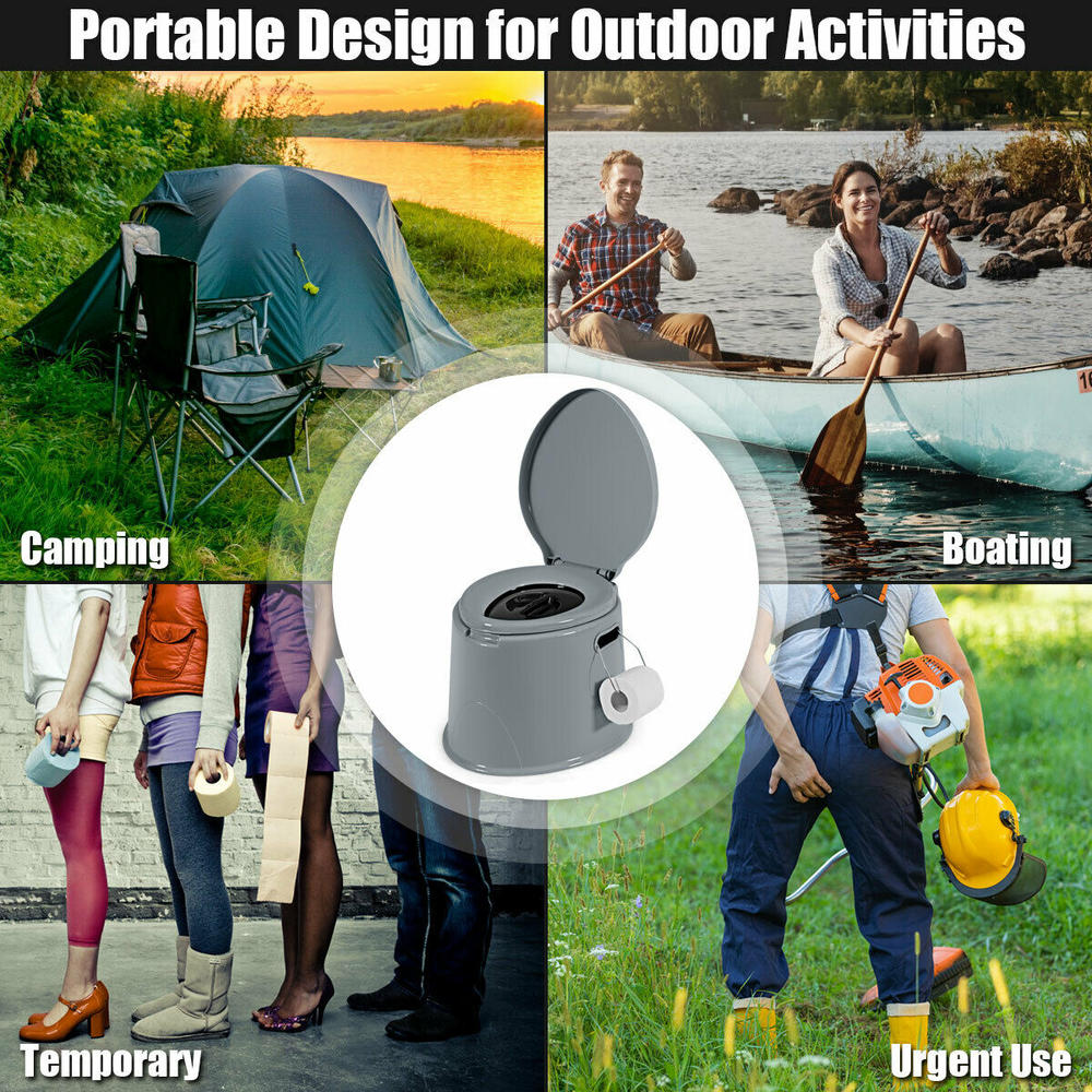 Costway Portable Travel Toilet Indoor Outdoor W/Paper Holder Camping Hiking Boating