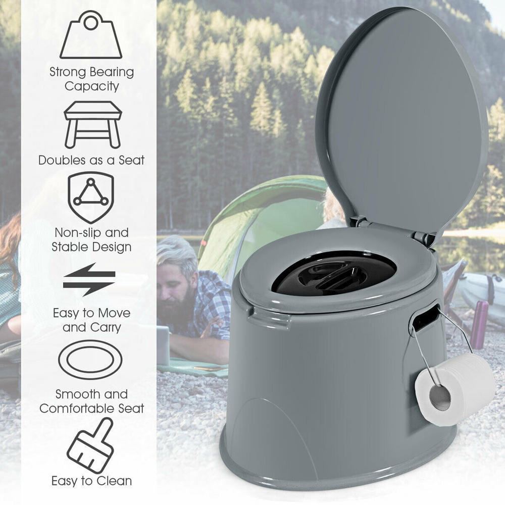 Costway Portable Travel Toilet Indoor Outdoor W/Paper Holder Camping Hiking Boating