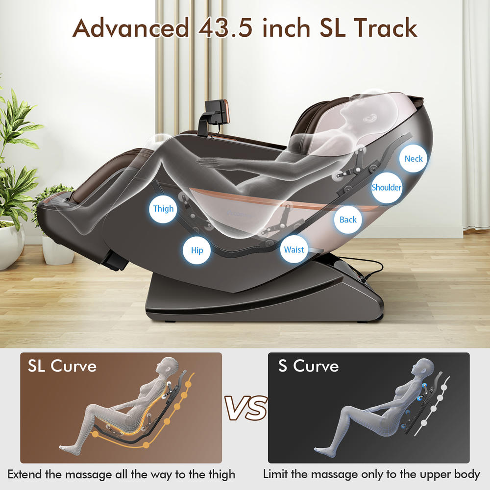 Costway SL Track Full Body Zero Gravity Massage Chair Recliner Thai Stretch Heat Roller