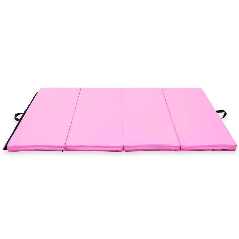 Costway 4'x6'x2'' Gymnastics Mat PU Thick Folding Panel Gym Pink